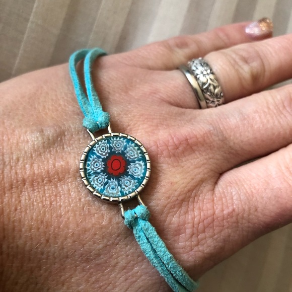 Jewelry - Murano Glass & Blue Suede Bracelet - Made in Italy